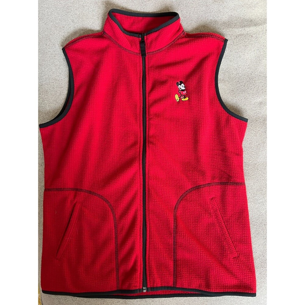 Unisex size large red fleece vintage Vest disney store womens black mickey mouse